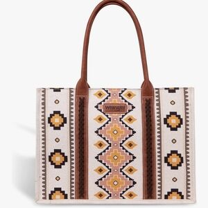 Wrangler Women's Tote with Geometric Design - Tan and Cream